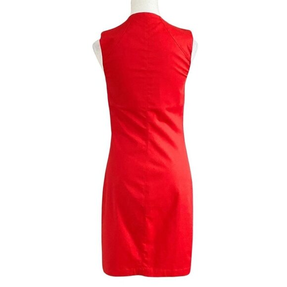 SARAH PACINI RED SQUARE NECK FRONT ZIP BODYCON DRESS - XS - Picture 3 of 11